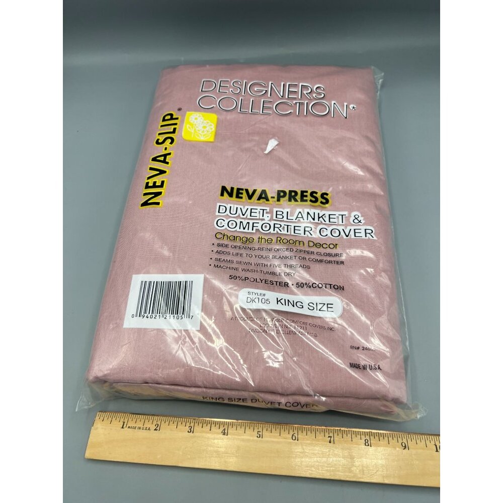 New Vtg 80s King Size Duvet Slip-in Blanket Comforter Cover Quilt Rose Pink - Picture 5 of 7